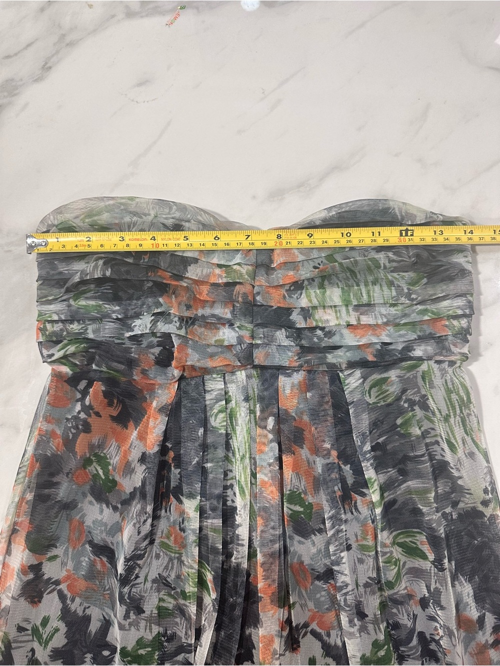 RIPE Strapless Floral Dress Gray Orange Green Mesh Whimsigoth Wedding Sz Medium - Picture 8 of 9